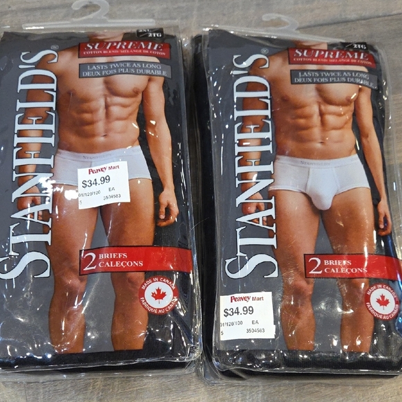 Men's Supreme White Briefs - 2 Pack - Picture 1 of 4